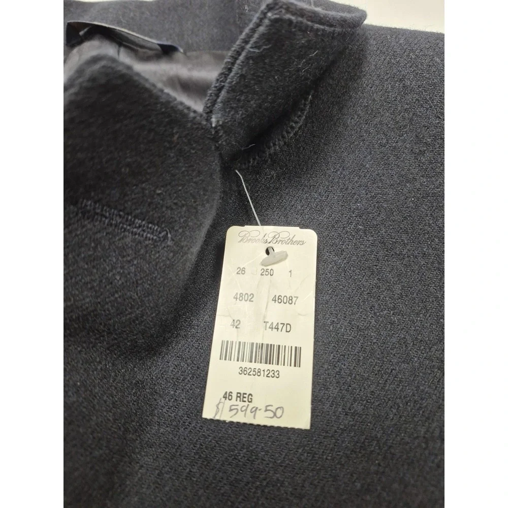 Brooks Brothers Coat Mens 46R Black Wool Flannel Overcoat Lined England NWT
